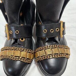 Alexander McQueen Black and Gold Combat Boots